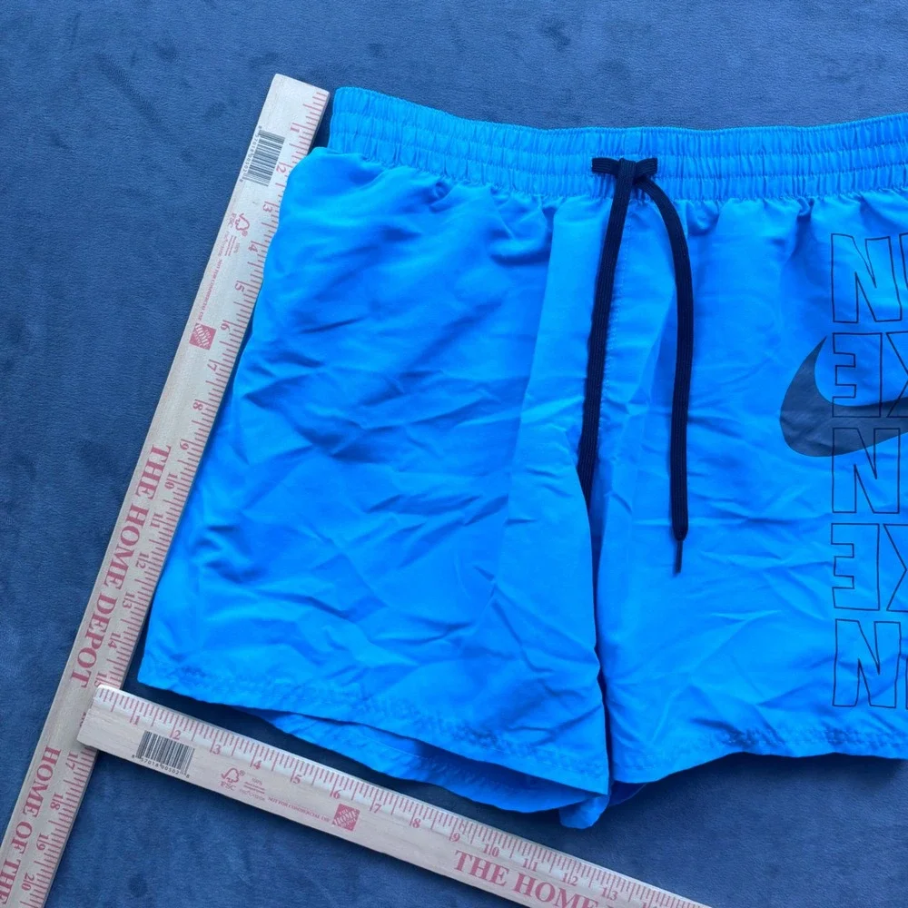 Nike Mens Blue Stacked Logo Swim Trunks Mesh Lined Board Shorts Size M